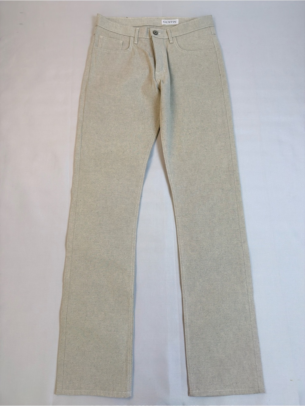 Gustin Straight Fit Natural Denim Pants USA Made Oatmeal Canvas